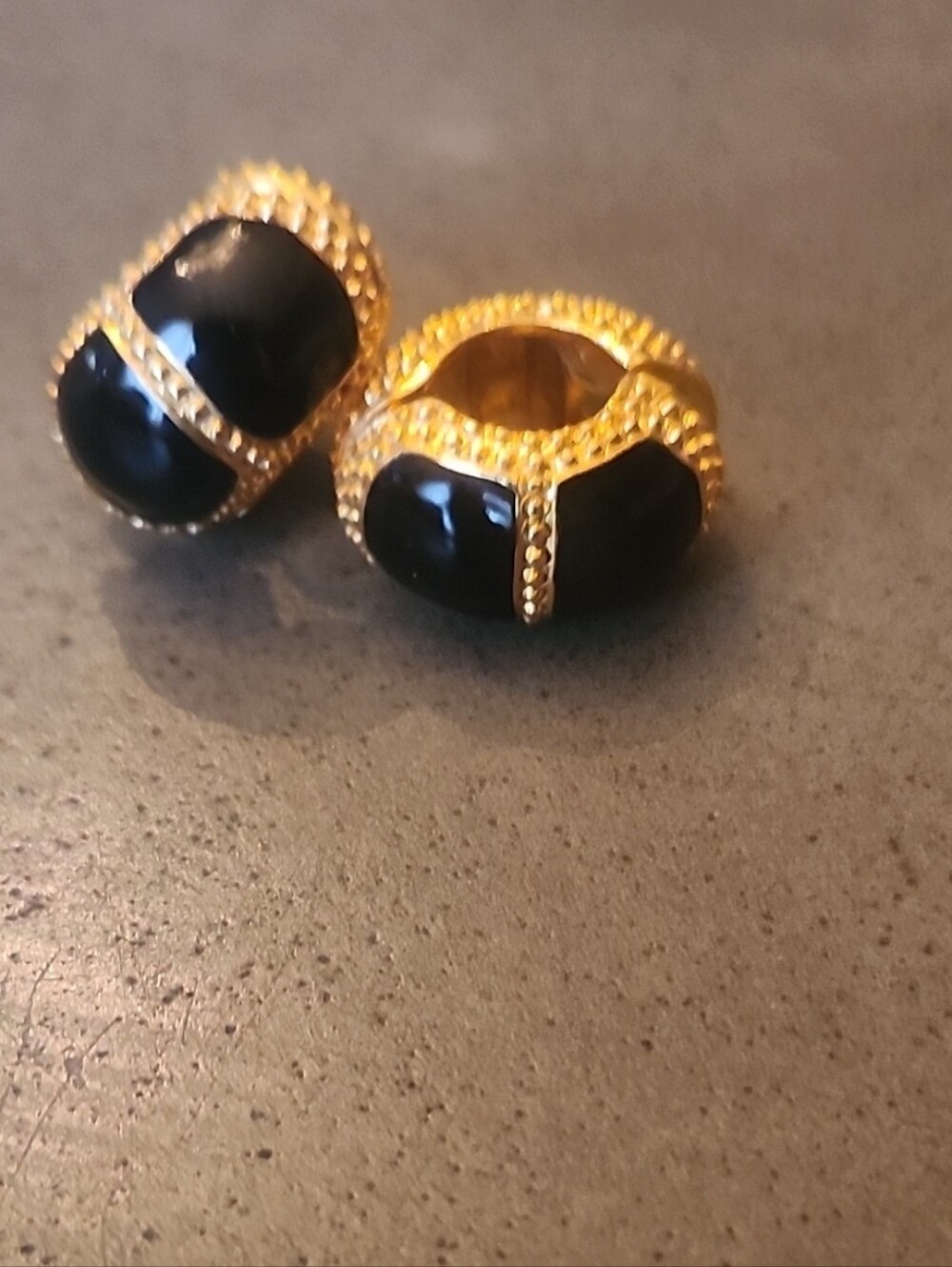 Nieman Marcus Erwin Pearl Gold and Black Dome Huggie Earrings